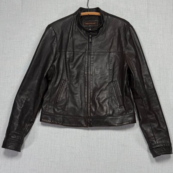 Knoles & Carter Italian Lambskin Leather Jacket Black Moto Zip Front Size XL - Picture 2 of 14